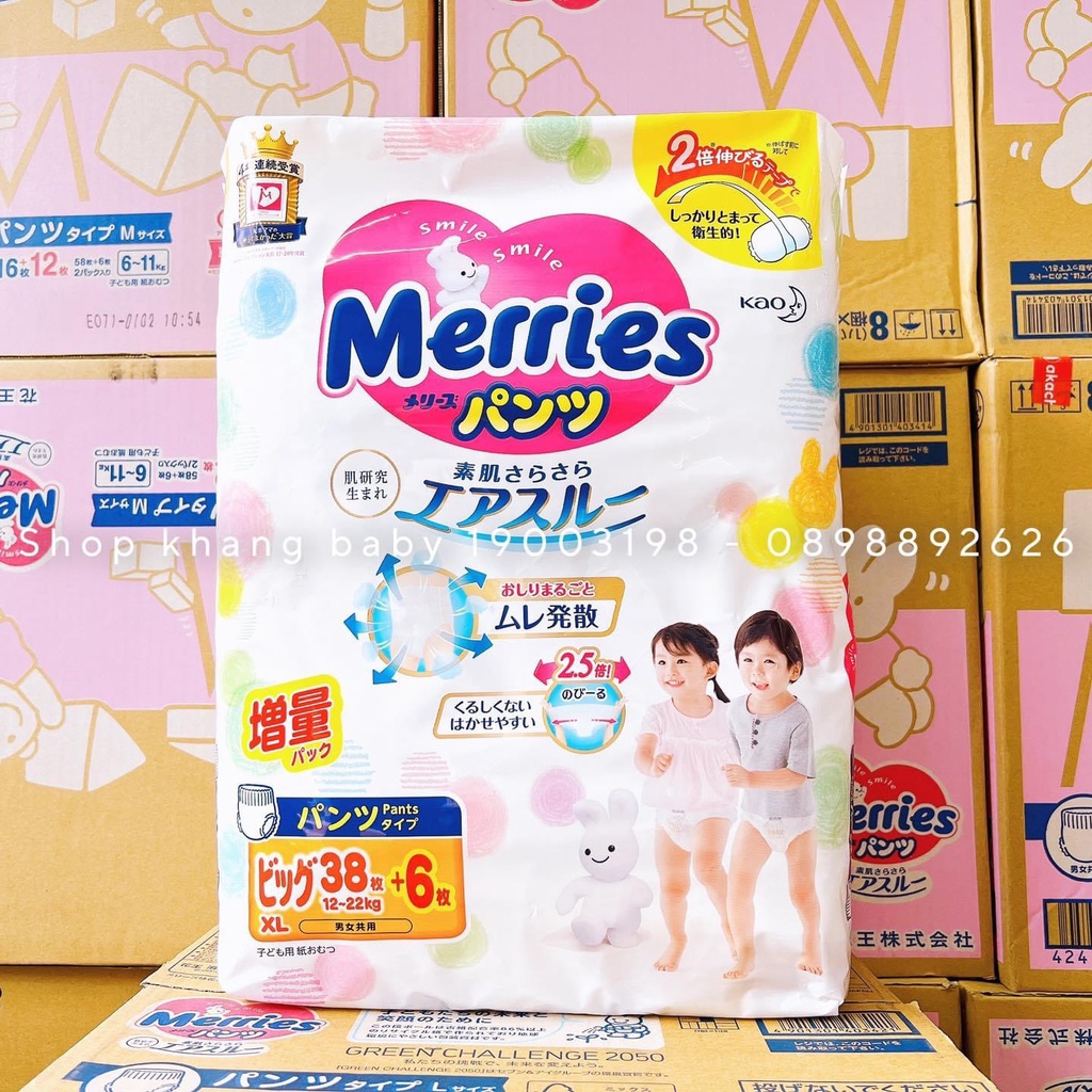 Bỉm Merries quần nội địa Nhật size M60/L50/XL44  - Shop Khang Baby