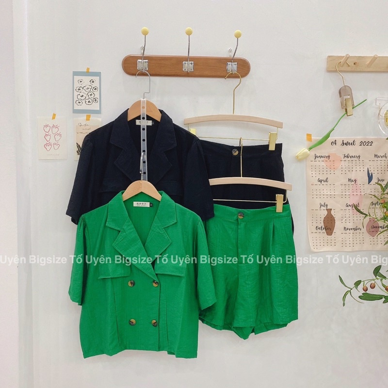 (T.U Bigsize 50-80kg) Set Bộ Vest Cộc Chất Đũi Hàn Siêu Mát #89