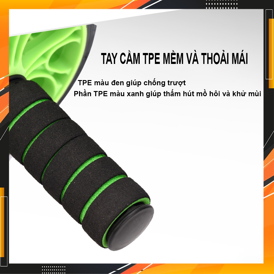 Dụng cụ tập cơ bụng, con lăn cơ bụng 2 bánh, máy tập cơ bụng tập gym ab tại nhà TẶNG thảm lót Chính Hãng Eros Store