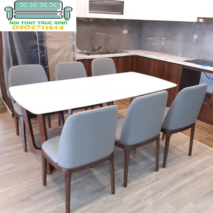 Bộ bàn ăn 6 ghế +bàn đá ceramic