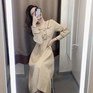 Đầm midi tay dài thiết kế cổ chữ v thanh lịch