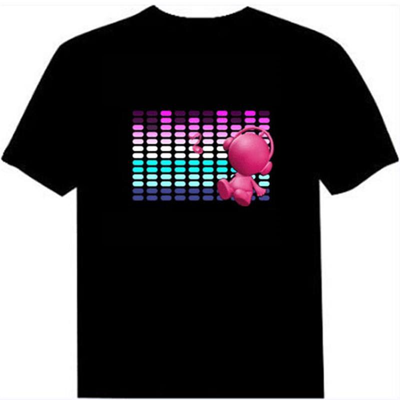 Áo thun nam có đèn Led kích hoạt âm thanh phát sáng lên xuống cho tiệc EL Disco DJ
