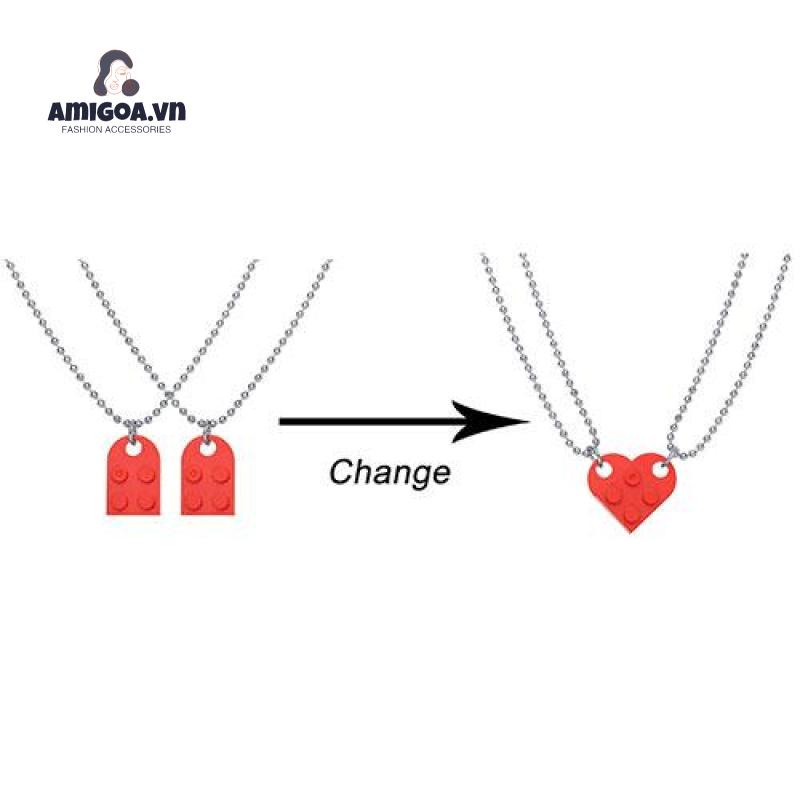 Vòng cổ Mặt Hình Trái Tim Có Thể Tháo Rời Phong Cách Hip Hop Thời Trang Cho Cặp Đôi