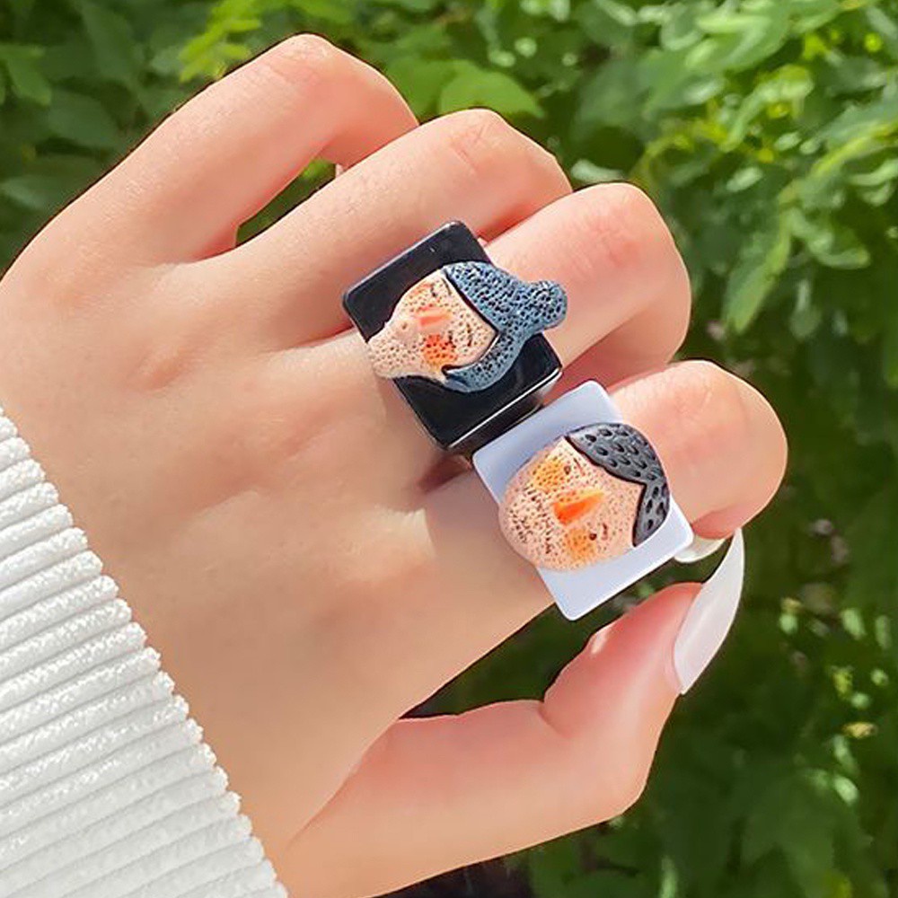 Nhẫn Đeo Ngón Tay Bằng Nhựa Acrylic Họa Tiết Trừu Tượng Thời Trang Hàn Quốc Cho Nữ