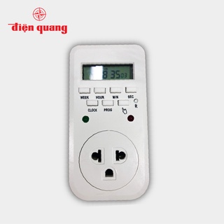 Ổ cắm hẹn giờ đq esk dt10 w 13 điều chỉnh điện tử, 1 lỗ, 3 chấu, trắng