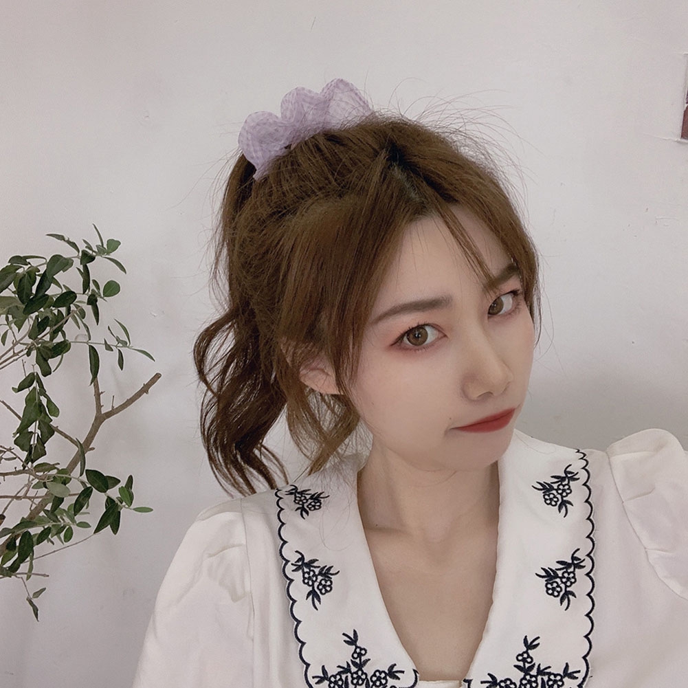 Dây Buộc Tóc Họa Tiết Hoa Cúc Màu Tím Co Giãn Tốt Xinh Xắn