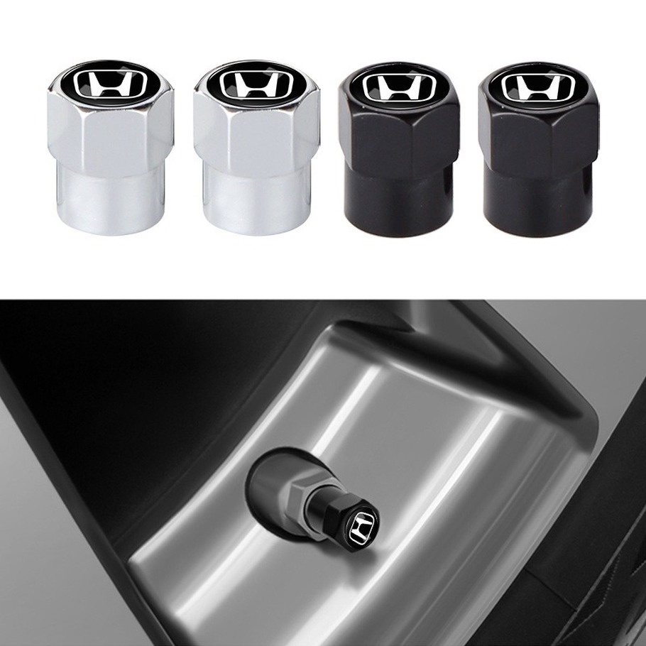 Set 4 Nắp Van Bánh Xe Hơi Bằng Hợp Kim Nhôm In Logo Honda
