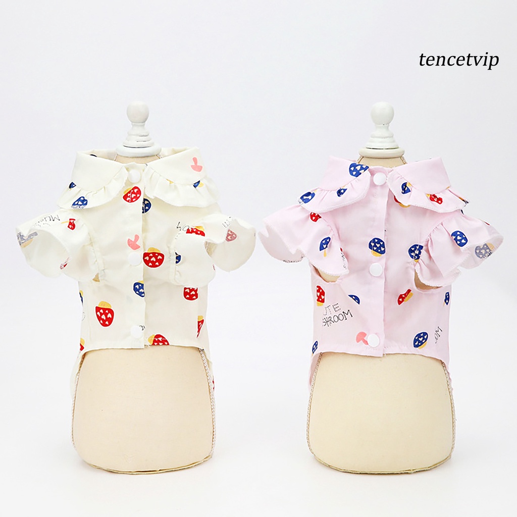 Áo Thun Cotton Phối Bèo In Hình Cây Nấm Thân Thiện Với Da Cho Thú Cưng