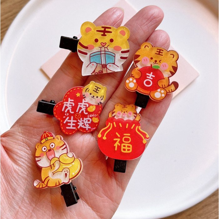 SÉT 10 KẸP TÓC NHỰA HỔ ĐÁNG YÊU CHO BÉ GÁI