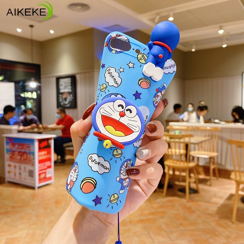 SAMSUNG DORAEMON Ốp Lưng Hình Doraemon Có Gương Và Móc Khóa Cho Samsung Galaxy J7 J5 J6 + J4 + J6 J4 Plus Prime 2016 2015