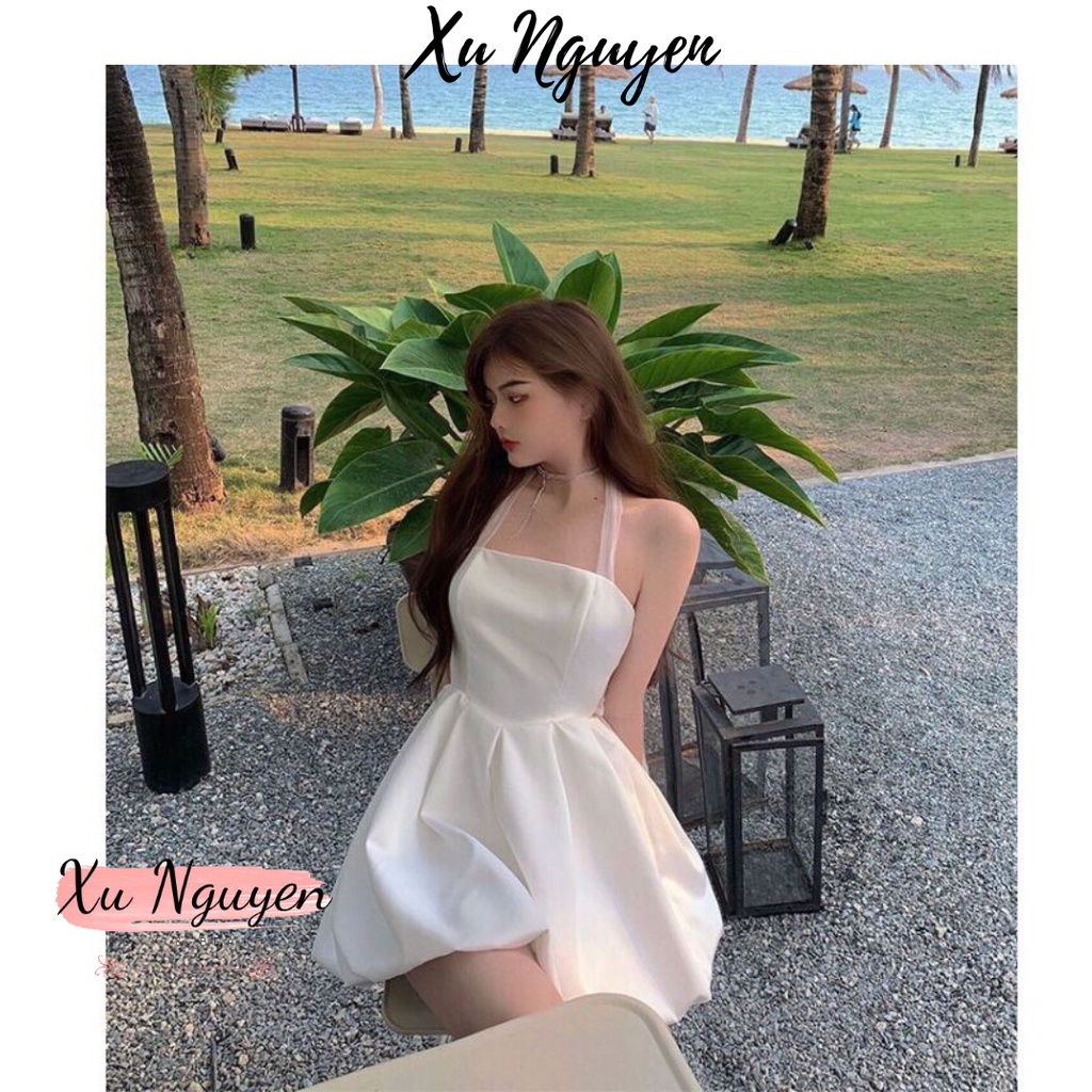 Đầm trắng công chúa thắt nơ lưng sexy ♥️ Váy đi tiệc kèm hình ảnh thật