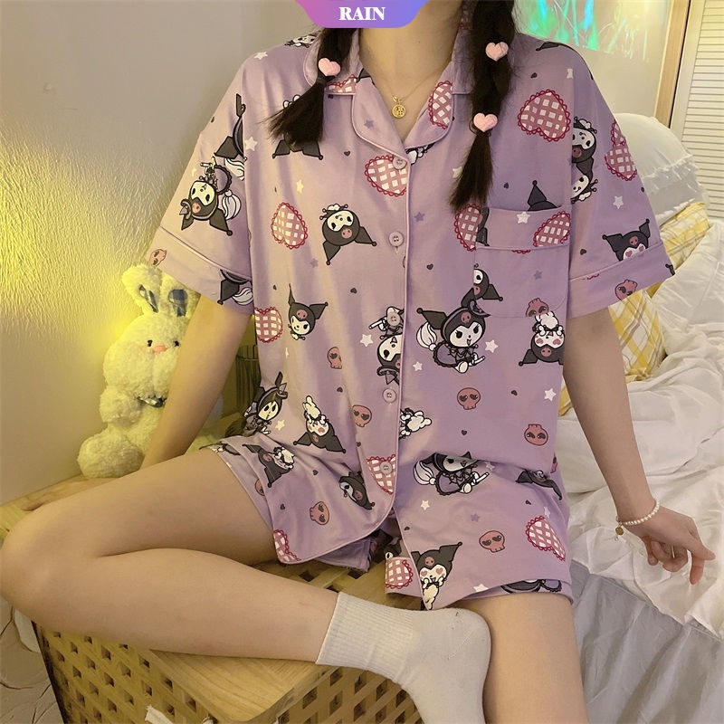 Bộ Đồ Ngủ Ngắn Tay Họa Tiết Sanrio Kulomi Dễ Thương Dành Cho Nữ