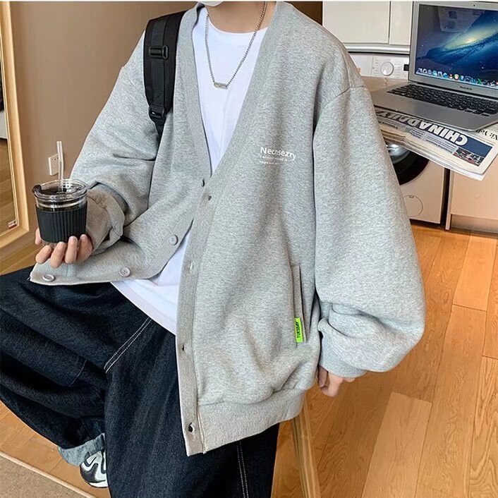 Áo khoác cardigan nam nữ tay bồng chất nỉ chân cua dày dặn, Áo Khoác ngoài Form Rộng Phong Cách Hàn Quốc