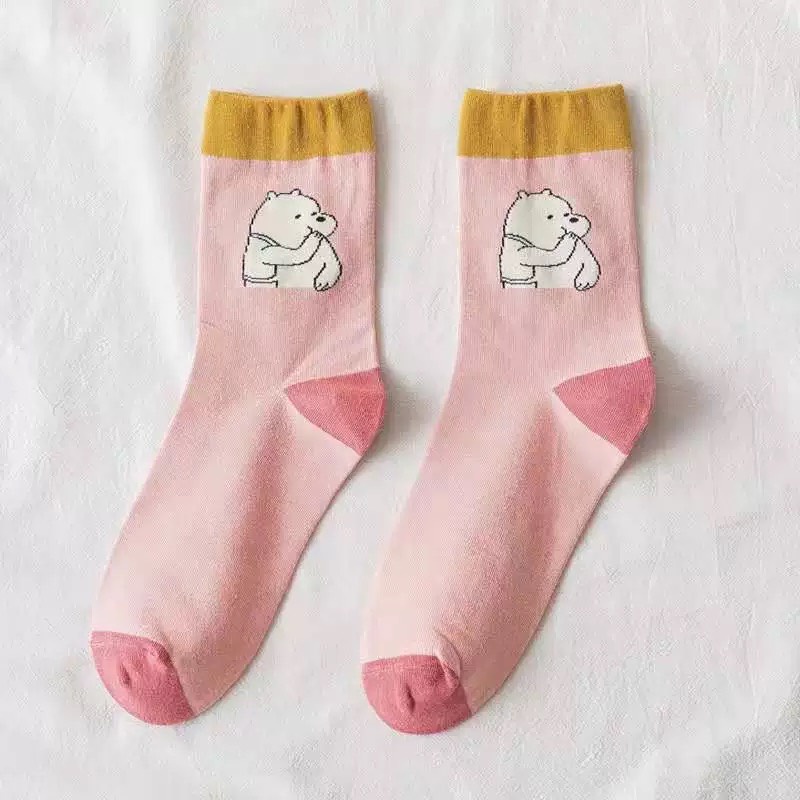 Vớ Tất Nam Nữ Cao Gấu Hoạt Hình Tất Cổ Cao Cotton Hình Cá Tính Phong Cách Đường Phố Hot Trend Vớ Cao Cổ Cặp Đôi Ulzzang