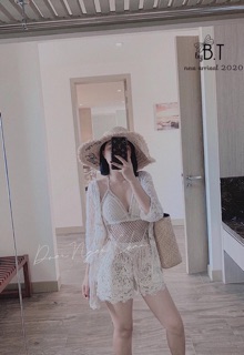 Set bikini 3 món ren lưới