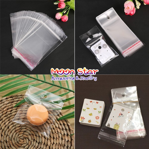 500g Túi opp trong suốt các cỡ có lỗ treo và keo dán mép đóng gói hàng tiện lợi - moon star acc