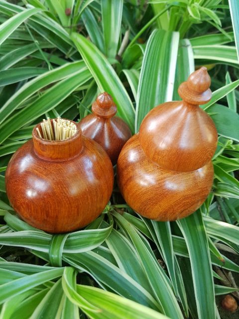 Lọ tăm hình hồ lô gỗ hương