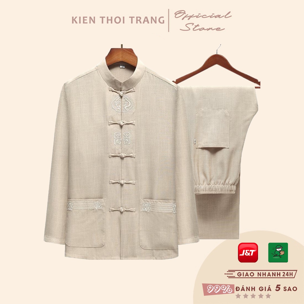 ❖♠Bộ đũi nam dài tay trung niên - quần áo cổ tàu cho bố, ông chất mộc