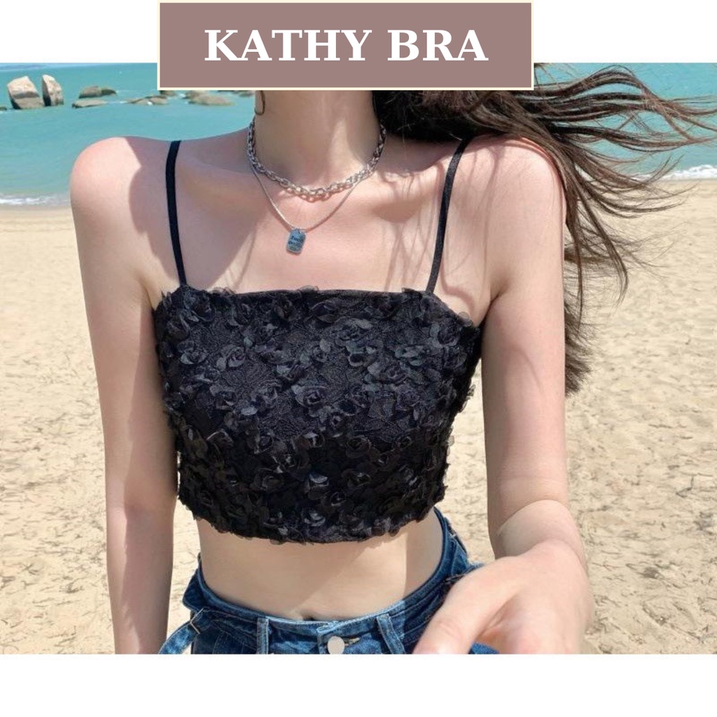A03 Áo Bra Kiểu KATHY BRA Kết Hoa Hồng Có Mút Ngực Không Gọng Co Dãn Tốt Siêu Xinh