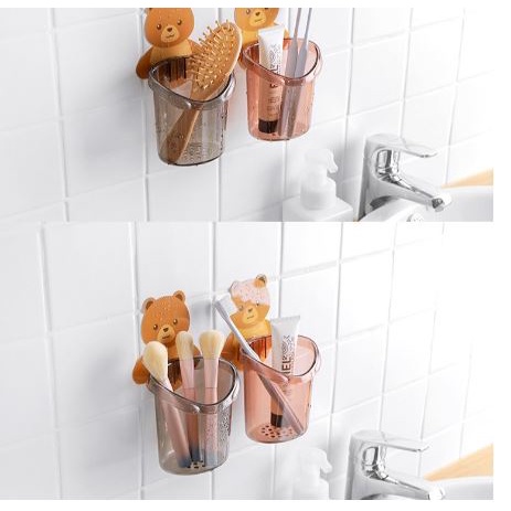 Ly Cốc Đựng Bàn Chải Đánh Răng Dán Tường Hình Gấu