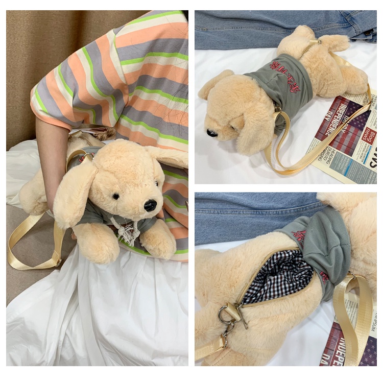 Túi Đeo Chéo Hình Cún Nhồi Bông Dễ Thương Phong Cách Mới Dành Cho Nữ