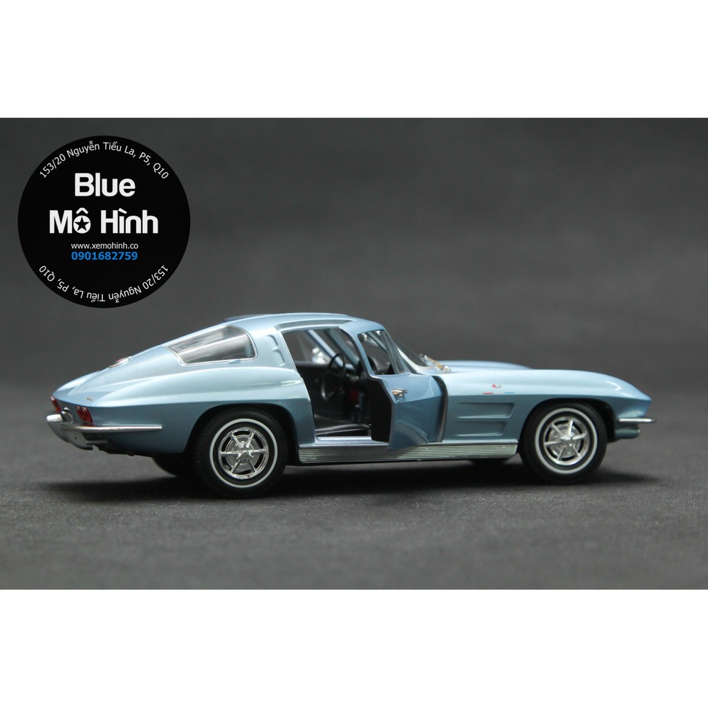 Blue mô hình | Xe mô hình Chevrolet Corvette 1963 Classic Welly 1:24