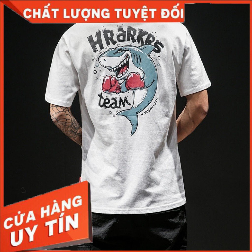 Áo thun nam nữ tay lỡ unisex form rộng In Nhiệt Cá Mập phong cách Ulzzang - ATIN18 - Hàng loại đẹp