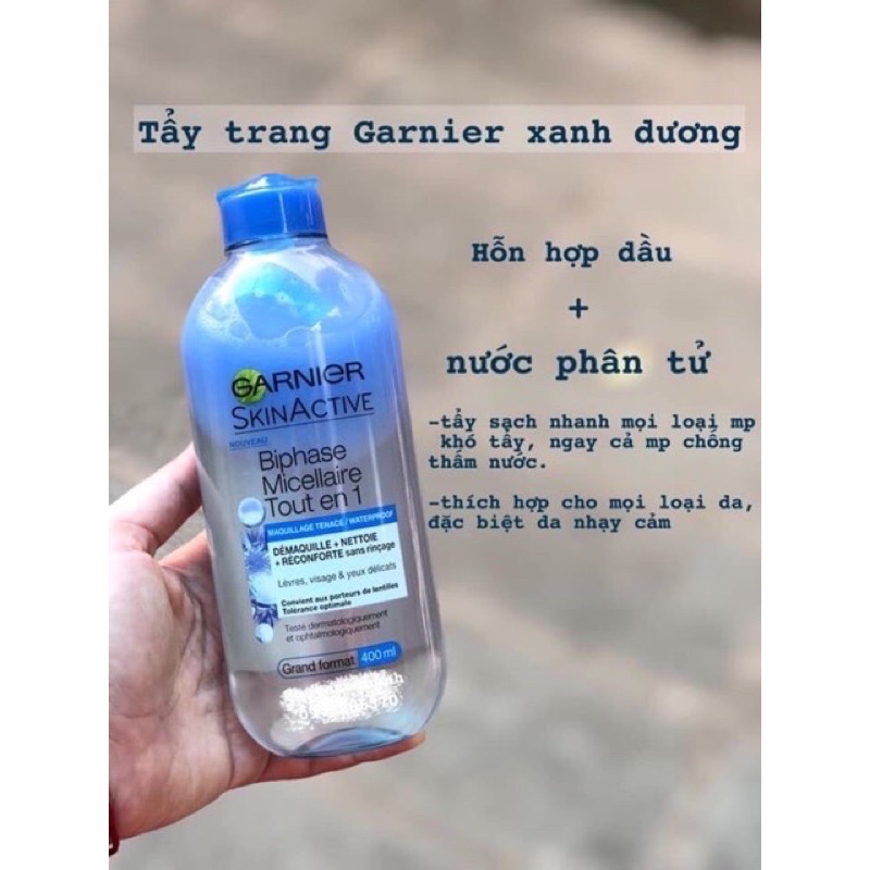 Nước Tẩy Trang  GARNIER SkinActive 400ml Pháp Chính Hãng [Đủ màu]