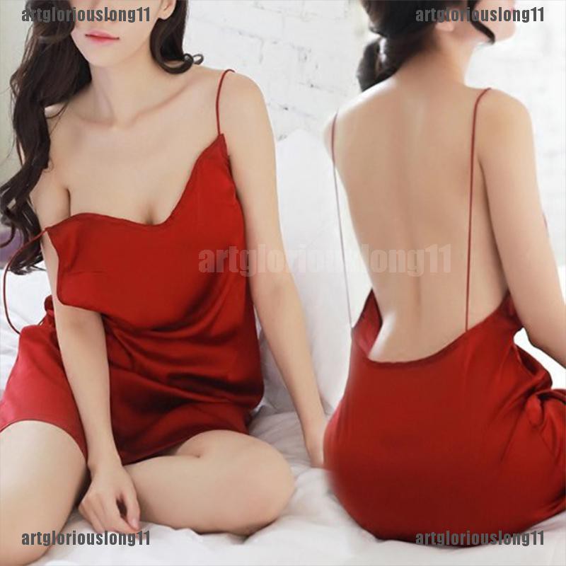Bộ Đồ Ngủ Hai Dây Bằng Vải Satin Hở Lưng Gợi Cảm Cho Nữ