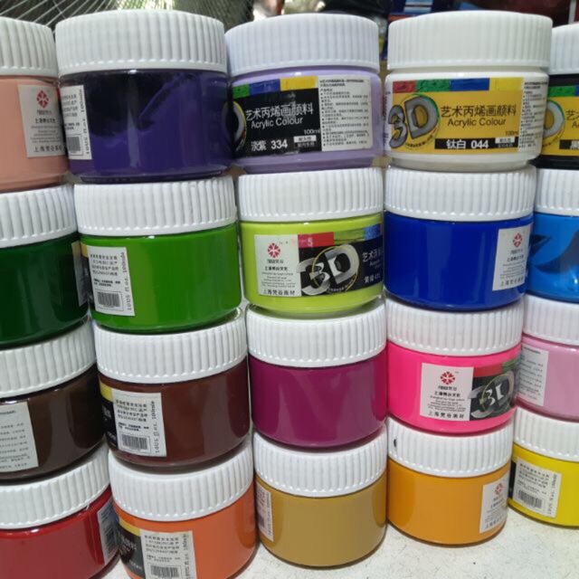 Bộ 8 Màu 3D Acrylic Chinjoo 100ml, Màu vẽ Acrylic