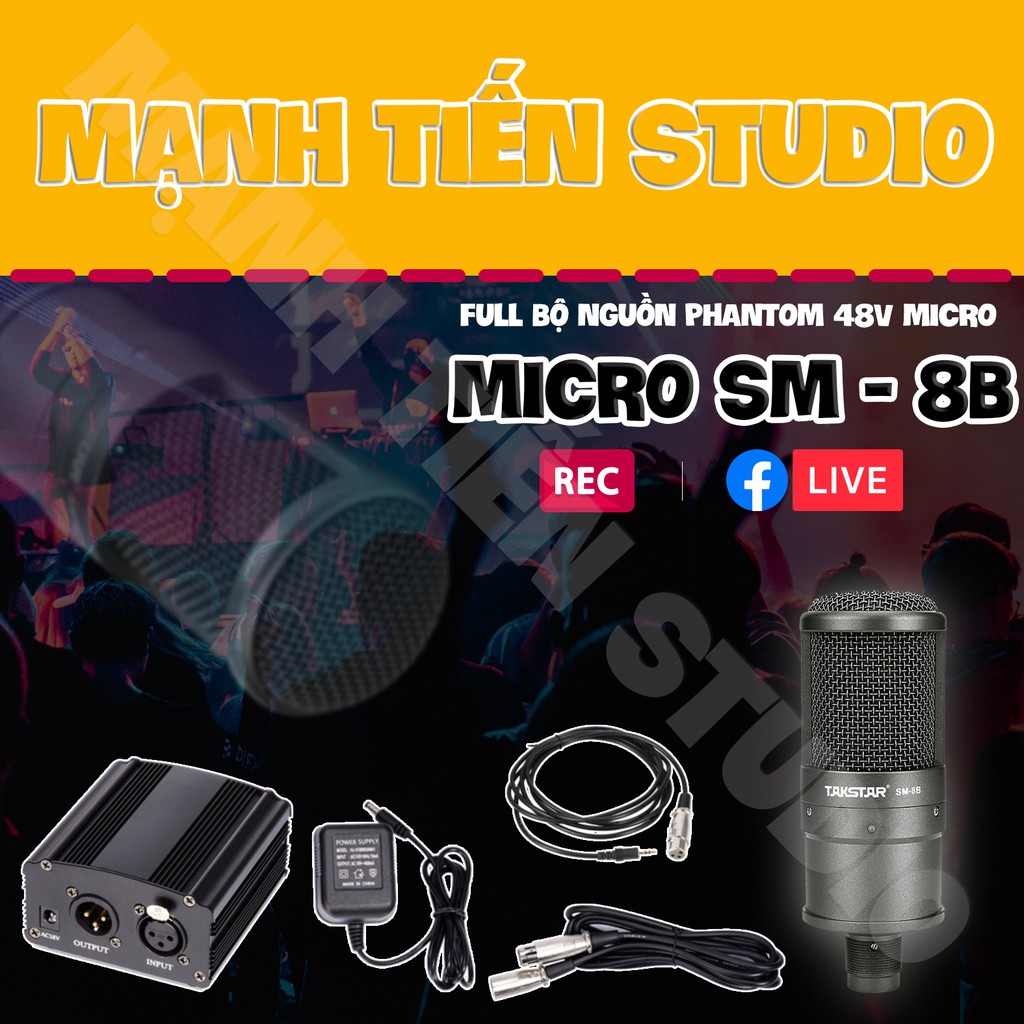 CTY MT Mic thu âm Takstar SM-8B - SM8B chất lượng âm thanh tuyệt đỉnh - nguồn 48v - canon 2m - xlr 3.5(BH 12T)