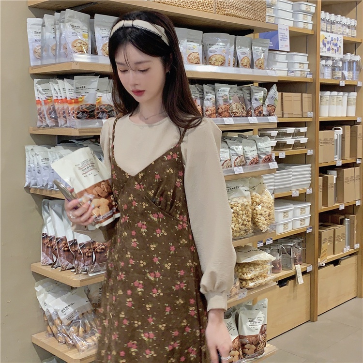 Áo/Đầm Hoa Hai Dây Phong Cách Retro Pháp