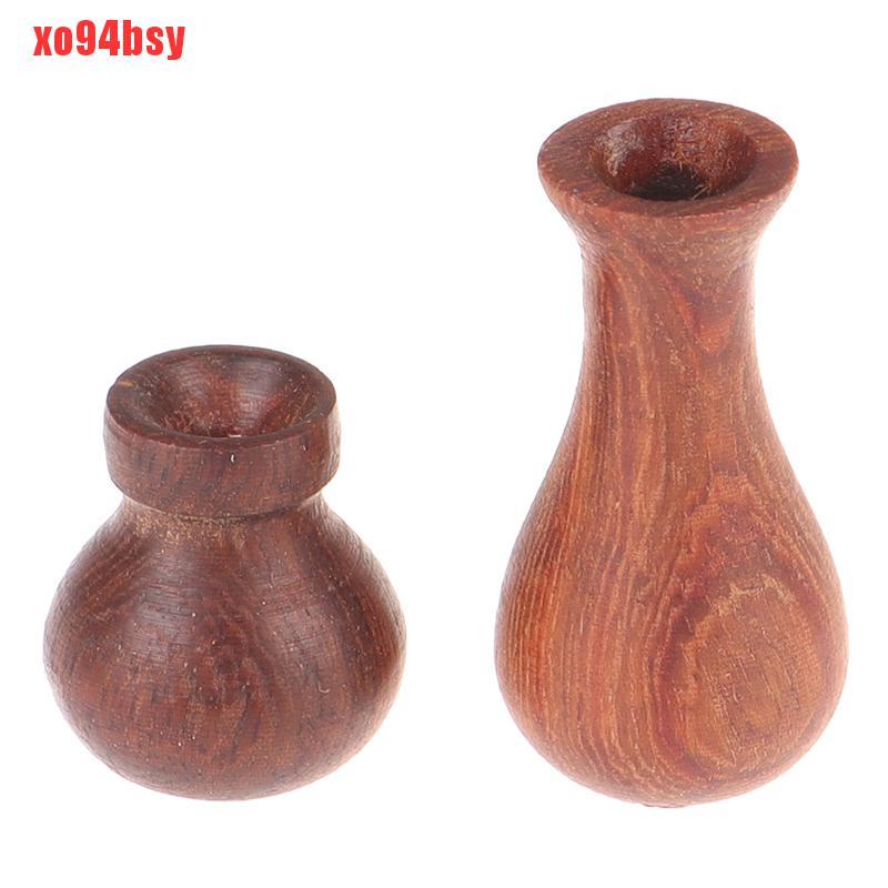 [xo94bsy]1:12 Dollhouse Miniatures Wood Vase Model Doll House Accessories Decorative Toy