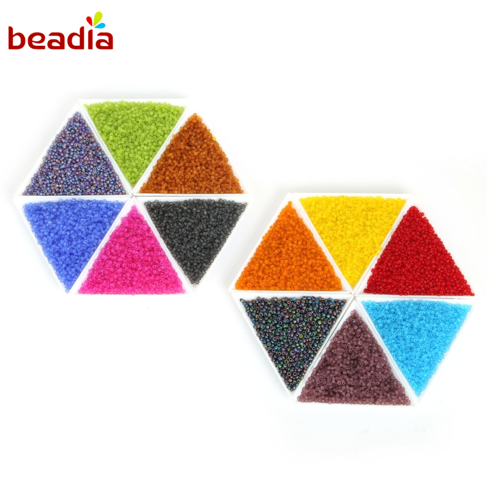 Bộ 200 hạt thủy tinh Beadia hình tròn đục lỗ nhiều màu sắc làm trang sức thời trang