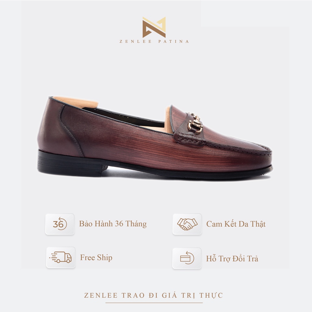 Giày lười da nam thủ công Patina ZENLEE LPX01 kiểu dáng Tassel Loafer da bê thật bảo hành trọn đời