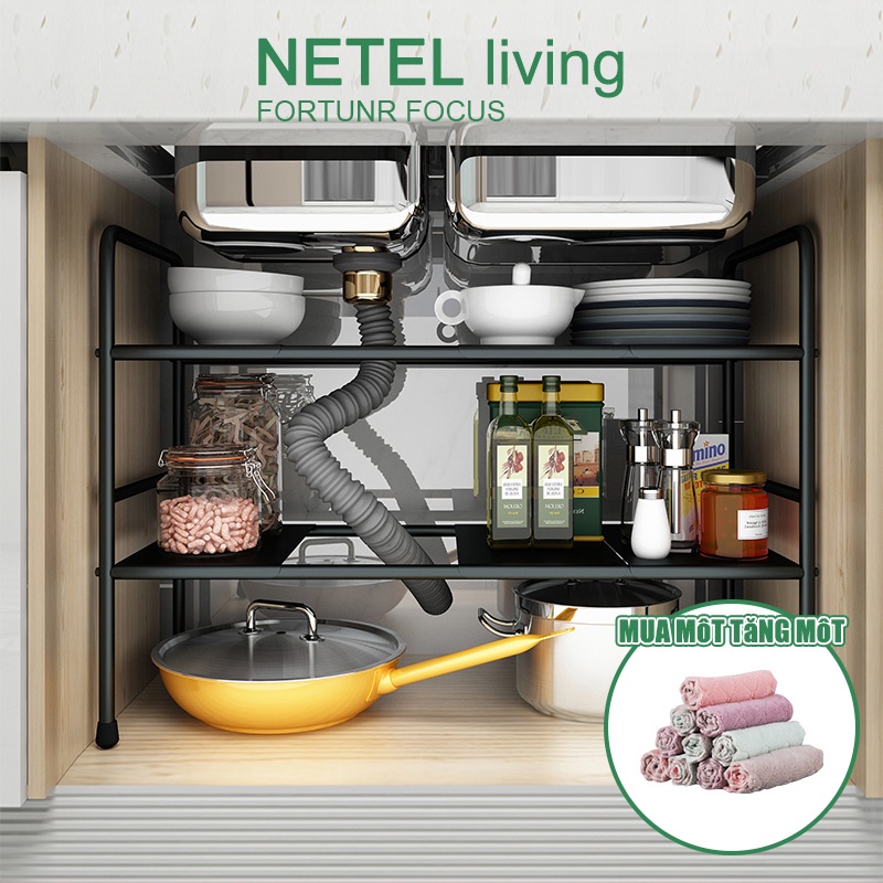 【kệ tiện ích】🔥NETEL🔥 Kệ gầm bếp bồn rửa bếp Kệ Giá để nồi bếp 2 tầng Đa chức năng và gọn gàng kệ bếp đa năng