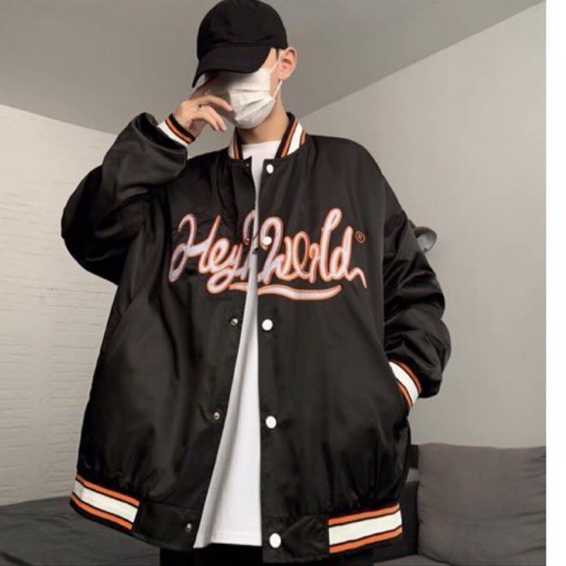 [CÓ ẢNH THẬT] ÁO BOMBER VARSITY - ÁO BÓNG CHÀY DÙ BÓNG HEY WORLD SHOP JUM.CLOSET | BigBuy360 - bigbuy360.vn