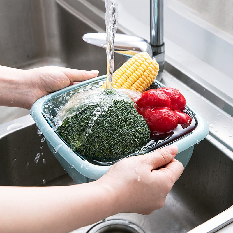 Rổ hai lớp có nắp đậy để đựng rau củ tiện dụng và bền