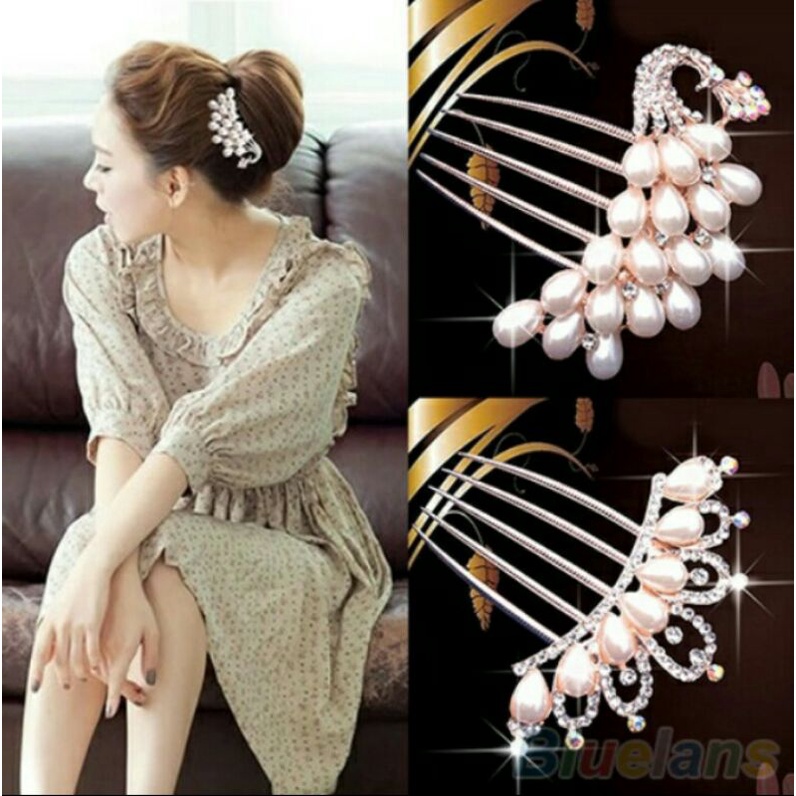 Lượt Cài Tóc Đính Đá Và Ngọc Tr-ai Sang Trọng