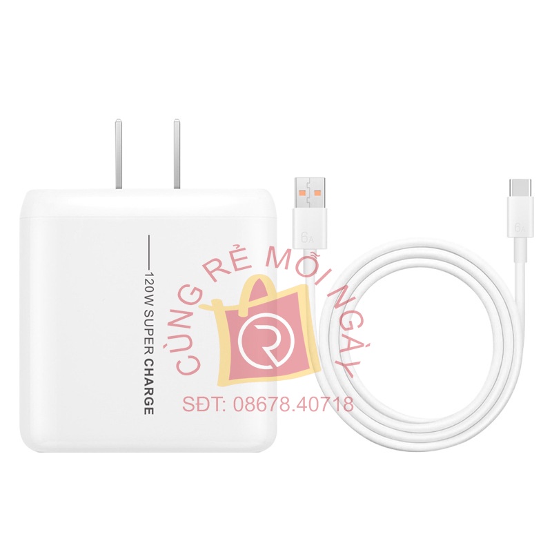 Bộ củ sạc cáp dữ liệu sạc nhanh 66W - Tương thích 120W Type-C - sạc đầy đủ giao thức công suất cao