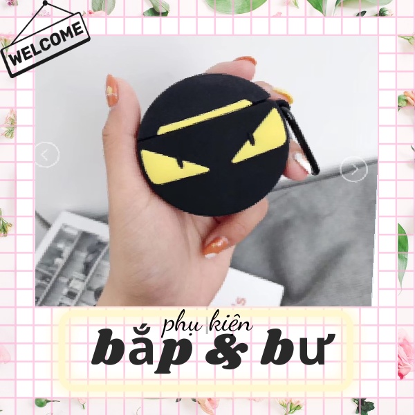 Vỏ bảo vệ bao đựng tai nghe Airpod 1/Airpod 2-Mã ốp mặt đen vàng