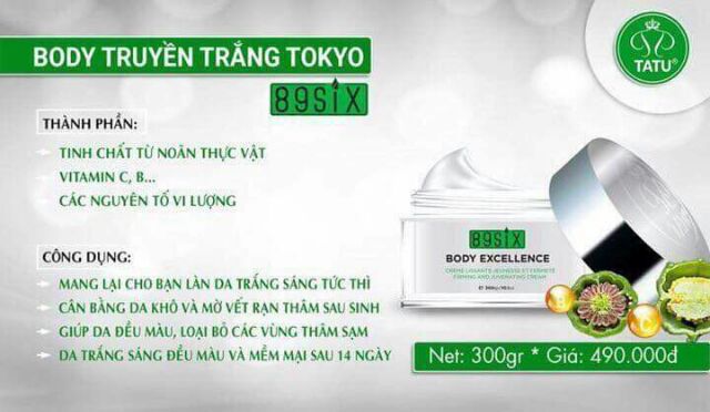 Body truyền trắng Tokyo mỹ phẩm sạch nguyên liệu Nhật Bản 100%