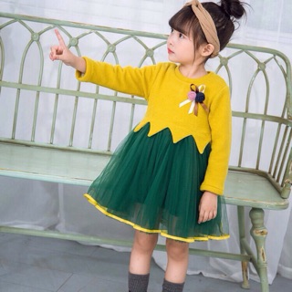 Váy dạ len lót nỉ ấm cho bé gái