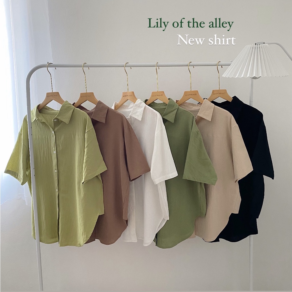 Áo sơ mi thô đũi cộc tay Lily