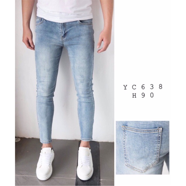 Quần jean xanh bạc fom siêu đẹp