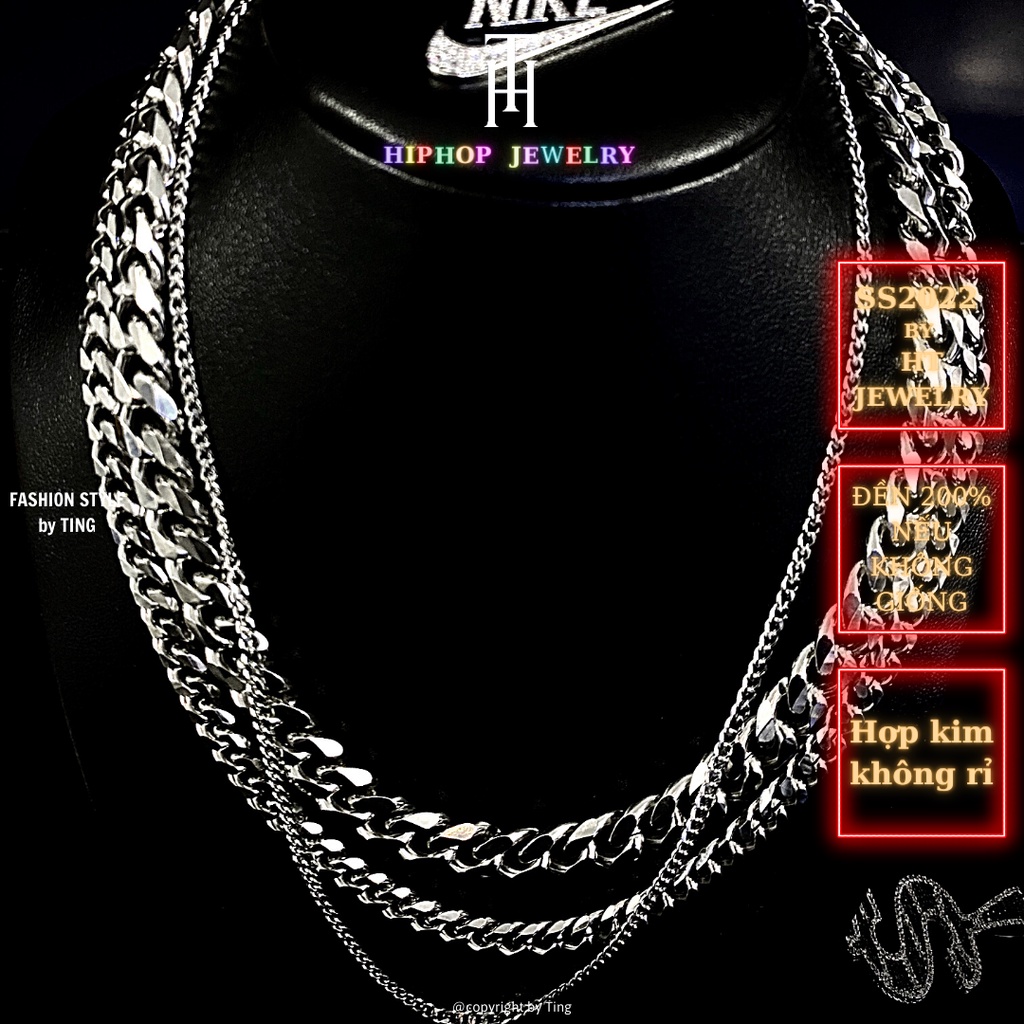 Set Dây Chuyền & Lắc Tay CUBAN HK Trơn HIPHOP UNISEX