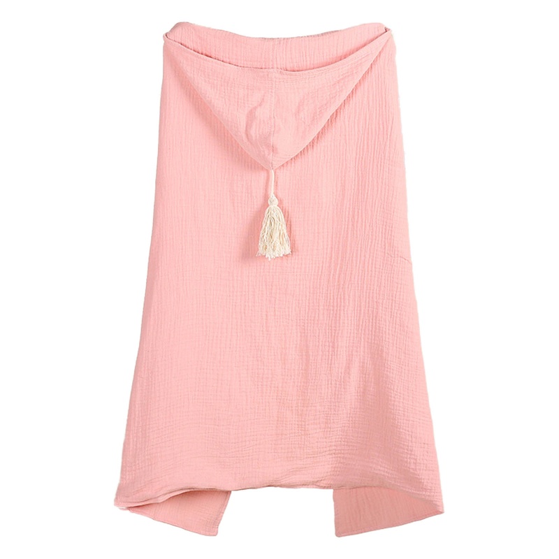 Khăn Tắm Gạc 4 Lớp Cotton Muslin Có Mũ Trùm Cho Bé Sơ Sinh