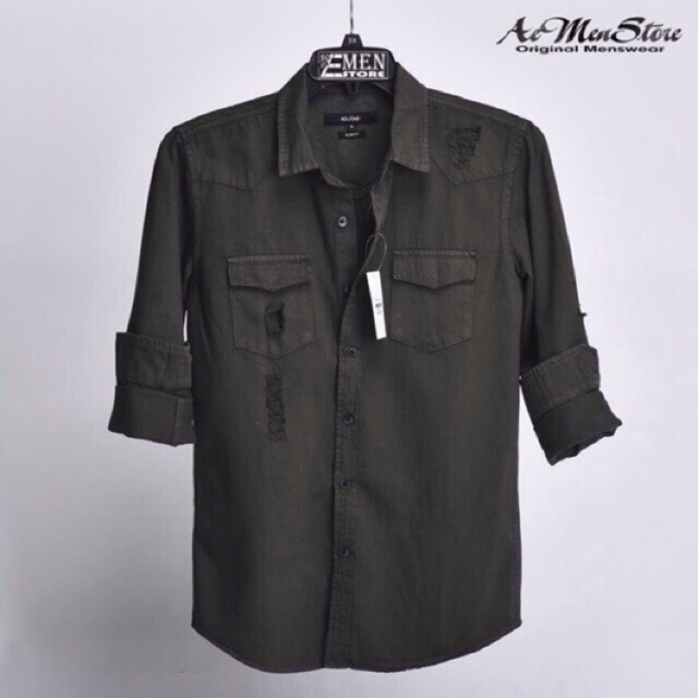 ÁO SƠ MI DENIM 2 TÚI CAO CẤP