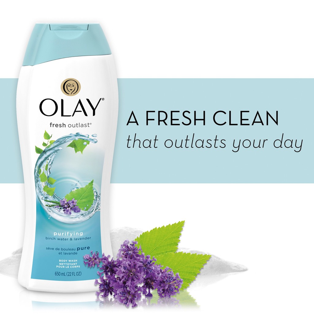Sữa tắm dưỡng ẩm Olay Fresh Outlast hương hoa Lavender nhập Mỹ - 700ml