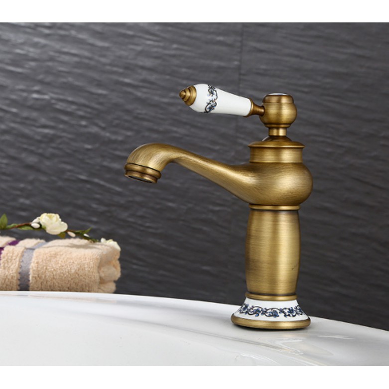 Vòi Lavabo nóng lạnh giả cổ làm từ đồng nguyên chất cao cấp | BigBuy360 - bigbuy360.vn